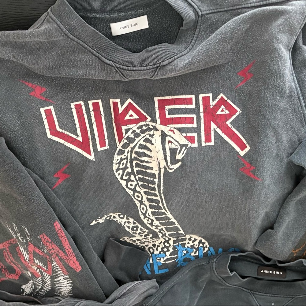 Anine Bing Charcoal Viper Sweatshirt